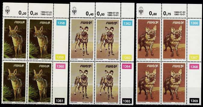 SWA 1989 Animals Defin 1-3c, 8-10c + R1 scarcer Cyl Blks VF UM