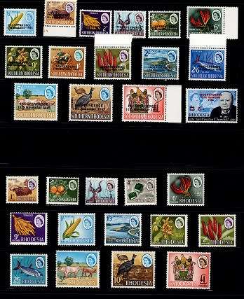 Rhodesia 1966-70 QEII 1st 3 Defin sets complete VF UM