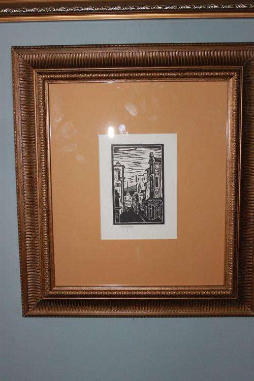 Gregoire Boonzaier "Bo Kaapse Straat" Framed Linocut