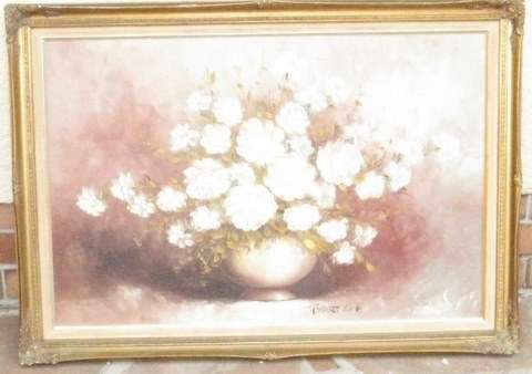 OIL ON BOARD(WHITE ROSES BY ROBERT COX)