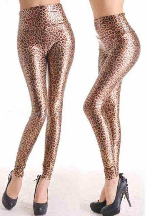 SHINY GOLD ANIMAL PRINT FULL LENGTH LEGGINGS
