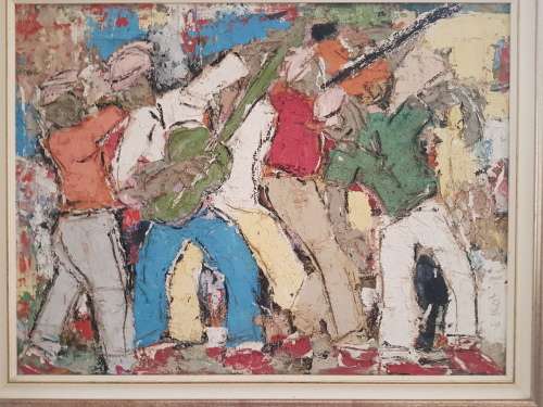 Eli Kobeli 70x55cm oil and mine sand on board. Low start