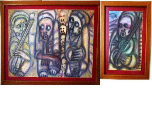 2 X Paintings - Pastels by Sipho Mvemve A. (W950 X H700)mm / B. (W455 X H610)mm