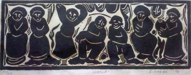 Investment in E.Madiba - Original 1984 WOODCUT PRINT  14/20 (Lobola)