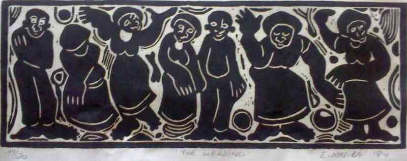 Investment in E.Madiba - Original 1984 WOODCUT PRINT  14/20 (The Wedding)