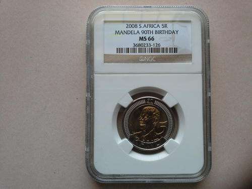 2008 SOUTH AFRICA R5 MANDELA 90TH BIRTHDAY - NGC MS 66