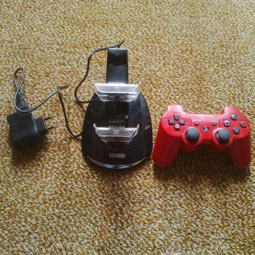 PS3 DUAL SHOCK 3 CONTROLLER RED COLOUR ORIGINAL WITH DOUBLE DOC CHARGING STATION.