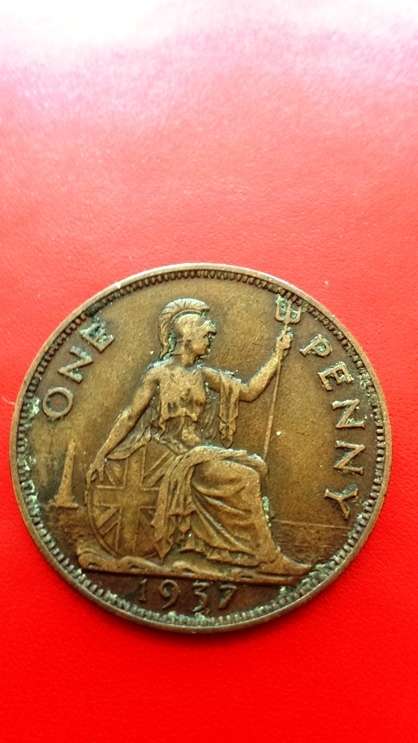 RARE AND OLD 1937 ONE PENNY - IN GOOD CONDITION.
