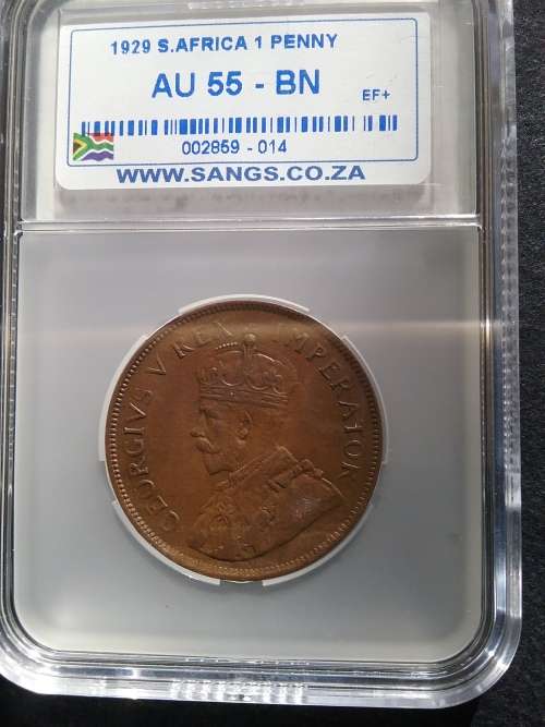 VERY RARE *** KEY DATE *** 1929 SANGS GRADED 1 PENNY AU58 BN. CRAZY START***VALUE!!