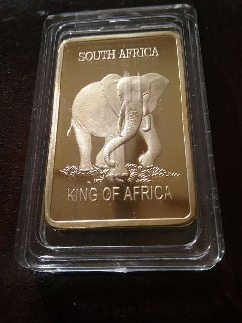.999 FINE GOLD CLAD - KING OF AFRICA - THE ELEPHANT. ENCAPSULATED