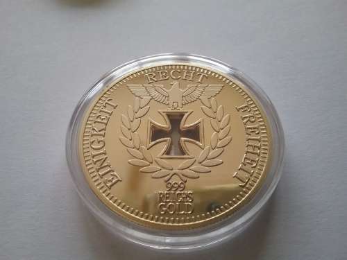 1888 COMMEMORATIVE REICHSBANK - EINIGKEIT RECHT FREiHEIT .999 REICHS GOLD CLAD. ENCAPSULATED. LAST 1