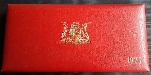 1975 PARTIAL LONG PROOF SET - 1/2c to 50c - ORIGINAL SAM BOX. LOW MINTAGE SAM BOXES - 12500.LAST 1.