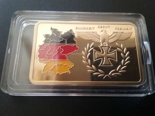 BUNDESREPUBLIK*** EINIGKEIT RECHT FREIHEIT *** GOLD CLAD BAR ** UNCIRCULATED *** ENCAPSULATED.LAST 1
