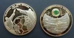 2014 GOLD PLATED BRAZIL OLYMPIC MEDAL - SEALED IN CAPSULATED. 38 mm diameter. 2 AVAILABLE.