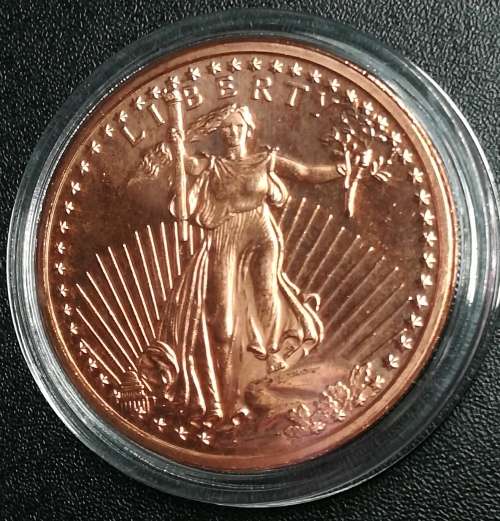 ST. GAUDENS  ** PURE .999 COPPER FINE **USA ONE AVDP OUNCE.  ENCAPSULATED