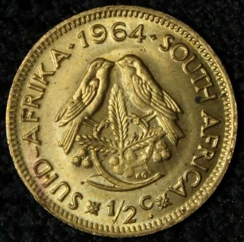 SCARCE YEAR ***1964 RSA HALF CENT COINS IN UNBELIEVABLE CONDITION. 5 ABAILABLE*** BID 6