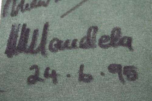 SALE! 1995 Rugby World Cup Jersey signed by Mandela and Springbok team with COA