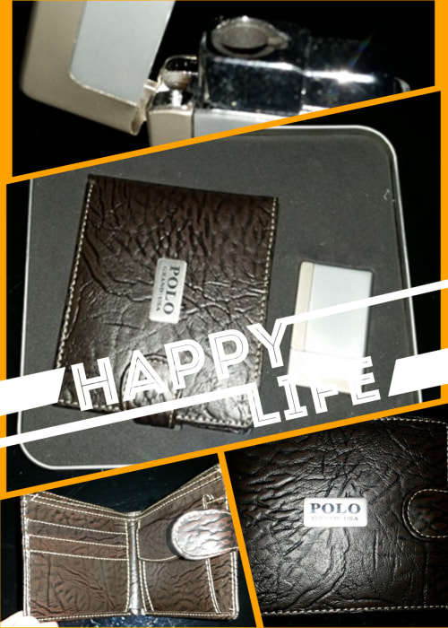 polo gift pack with wallet & metal lighter
