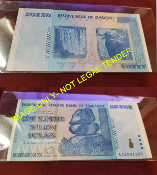 ZIMBABWE  100 TRILLION DOLLAR BANKNOTES  UNC