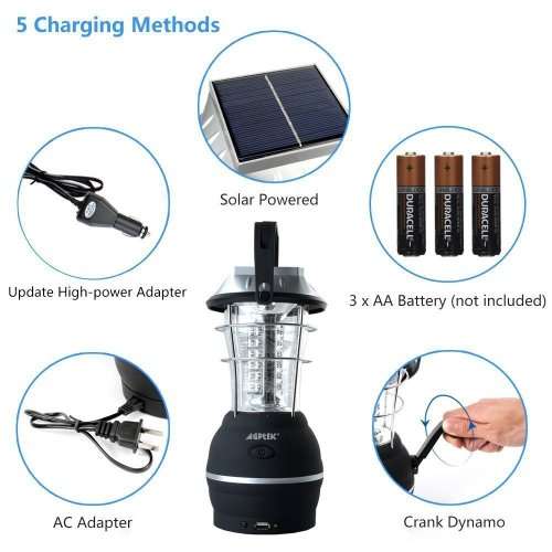 super bright hand crank SOLAR LED lanten 5 ways rechargeble