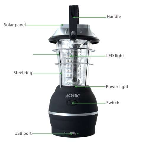 super bright hand crank SOLAR LED lanten 5 ways rechargeble