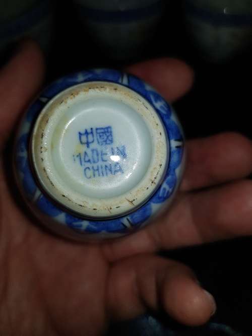 chinese blue & white Rice cup used condition x6
