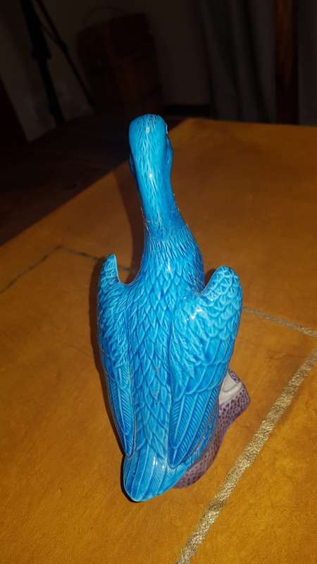 Vintage / Antique CHINESE PORCELAIN TURQUOISE Glaze FIGURINE - Duck