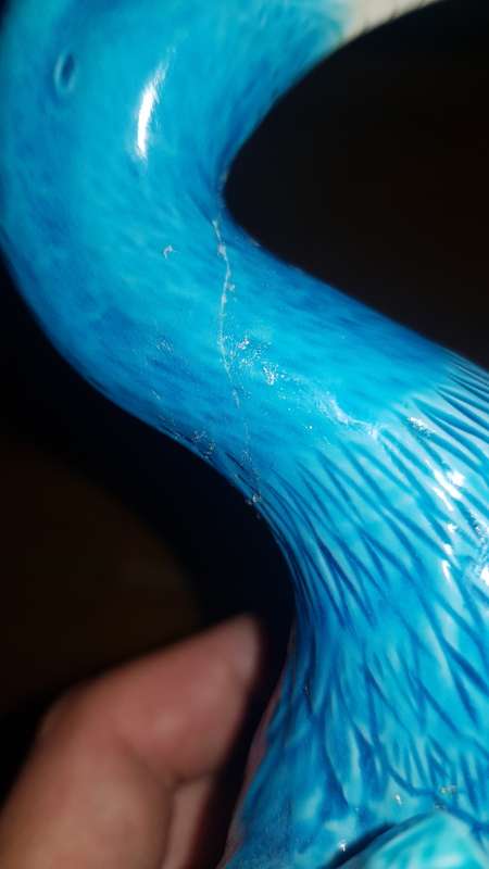 Vintage / Antique CHINESE PORCELAIN TURQUOISE Glaze FIGURINE - Duck