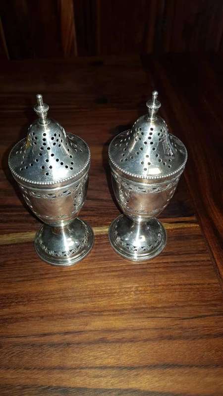 pair of Vintage Lange Silver-Plated Sugar/Salt/Flower Shaker With Lid Made in England