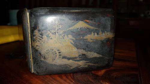 Lovely Art Deco Vintage Japanese Damascene Komai Style Cigarette Case - Landscape