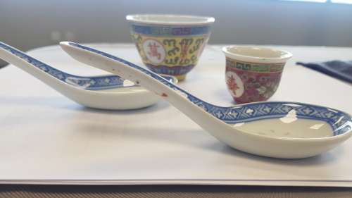 chinese porcelain cups and dish mix