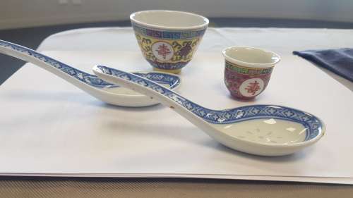 chinese porcelain cups and dish mix