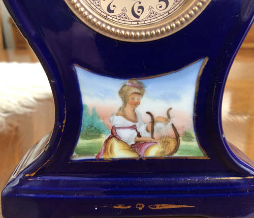 ANTIQUE PORCELAIN MANTEL CLOCK