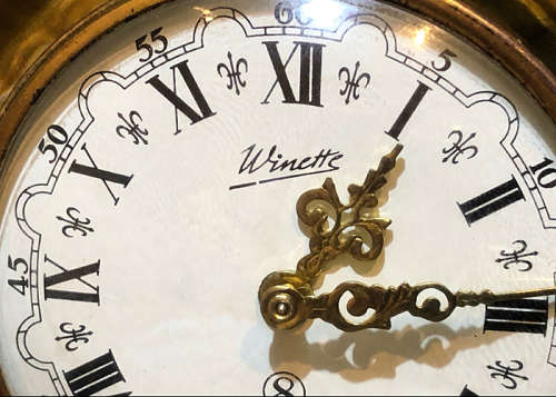 ANTIQUE PORCELAIN MANTLE CLOCK, GERMAN MADE WINETTE