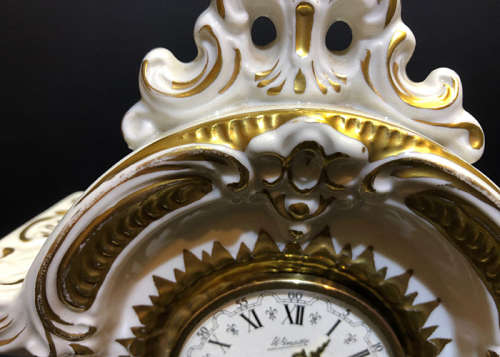 ANTIQUE PORCELAIN MANTLE CLOCK, GERMAN MADE WINETTE