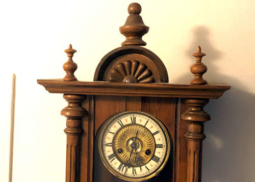 ANTIQUE HAC SOLID WOOD WALL CLOCK EARLY 1900S