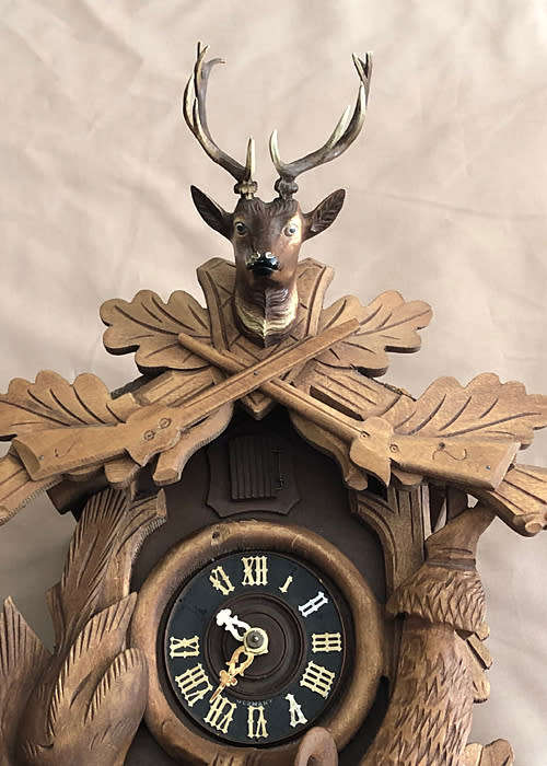 VINTAGE HUNTER CUCKOO CLOCK, BLACK FOREST, FOR SPARES OR REPAIRS
