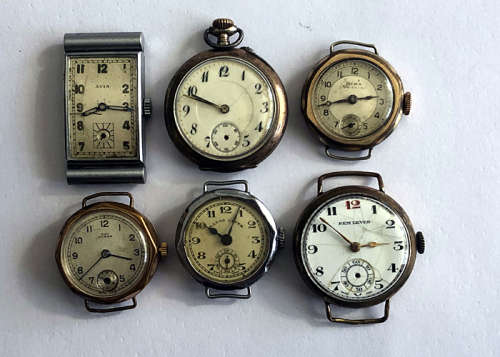 LOT OF 6 ANTIQUE WATCHES, CYMA AND OTHER MAKES