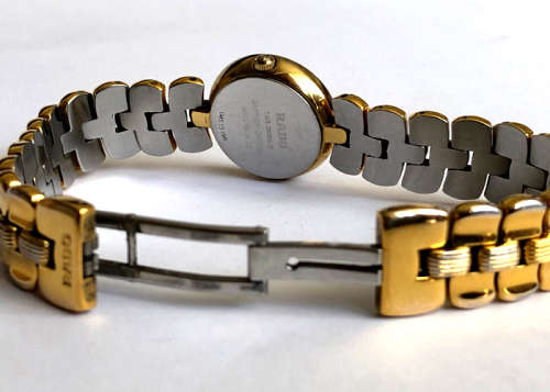 RADO JUBILE LADIES WATCH, BLACK DIAL 4 DIAMONDS, 18 CT GOLD ELECTROPLATED, WORKING