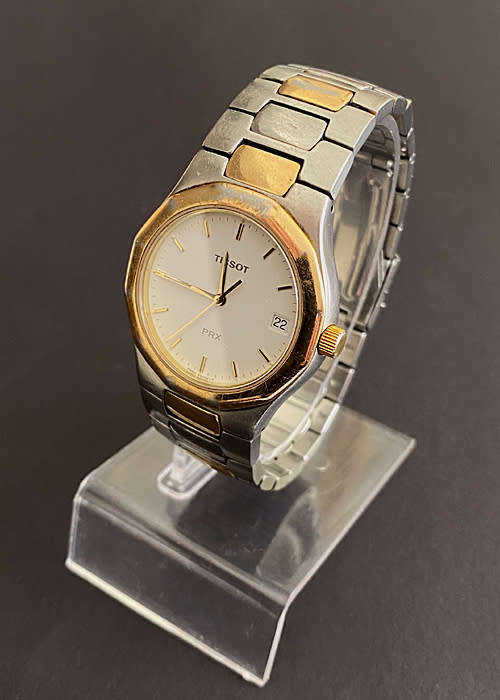 VINTAGE TISSOT PRX QUARTZ MEN'S WATCH, TWO TONE MODEL P 580 W, WITH DATE