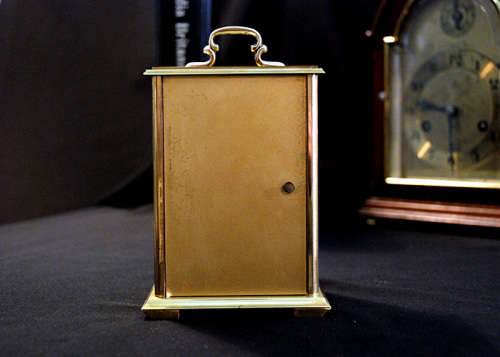 Big German Made Brass Carriage Clock, Chime Half and Full Hour, 8 Days Winding, c 1950
