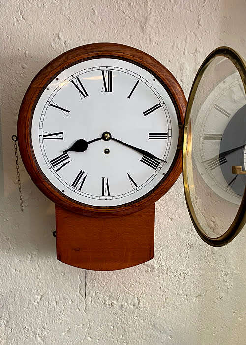 Rare Antique Station Clock, Chain Driven Fusee Movement from the  19th Century, Highly Collectable