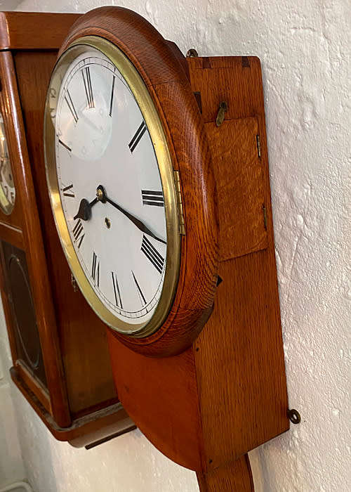 Rare Antique Station Clock, Chain Driven Fusee Movement from the  19th Century, Highly Collectable