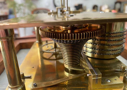 Rare Antique Station Clock, Chain Driven Fusee Movement from the  19th Century, Highly Collectable