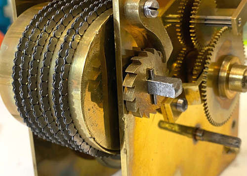 Rare Antique Station Clock, Chain Driven Fusee Movement from the  19th Century, Highly Collectable