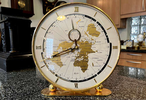 Rare Kundo World timer 8 Days Wind Table Clock, Serviced