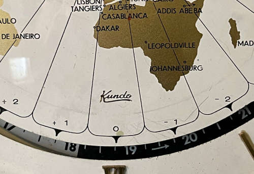 Rare Kundo World timer 8 Days Wind Table Clock, Serviced