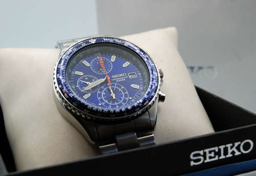 Vintage Seiko Flightmaster Pilot`s Chronograph Watch, 100 M, Like New, Original Box