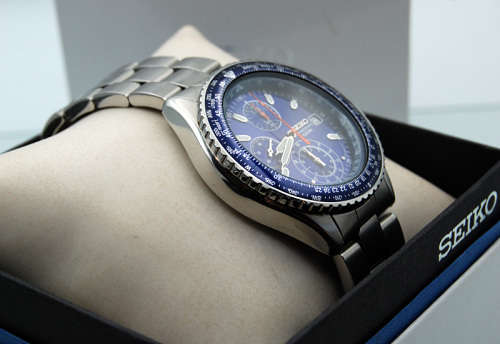 Vintage Seiko Flightmaster Pilot`s Chronograph Watch, 100 M, Like New, Original Box