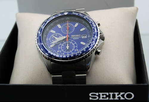 Vintage Seiko Flightmaster Pilot`s Chronograph Watch, 100 M, Like New, Original Box